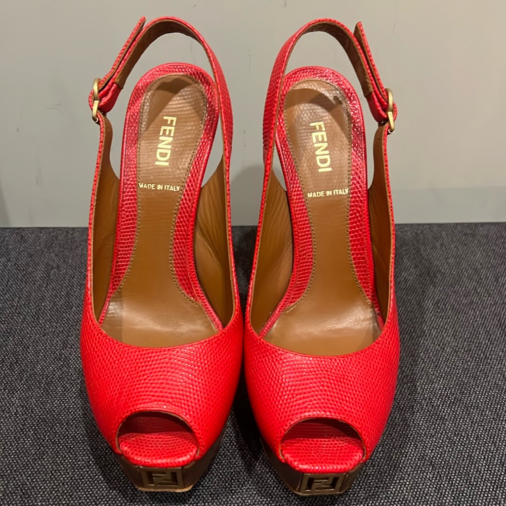 Authentic Fendi Women’s Peep-Toe Slingback Heels (Size 36.5)